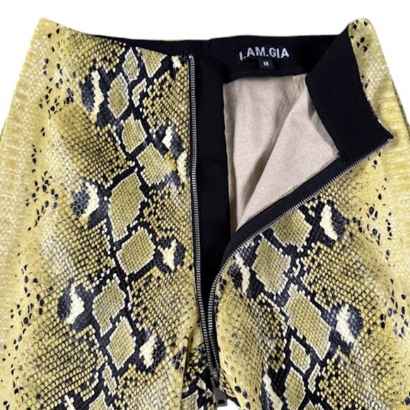 I.AM.GIA Snakeskin Yellow Green Print Faux High Waist Pants Zip All Around M EUC - Picture 6 of 11